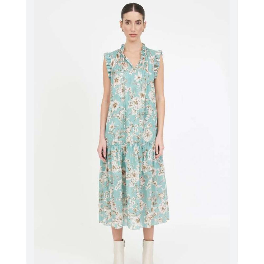 Christy Lynn Turquoise Magnolia Floral Willow Dress Cotton Maxi Dress NWT Sz XS